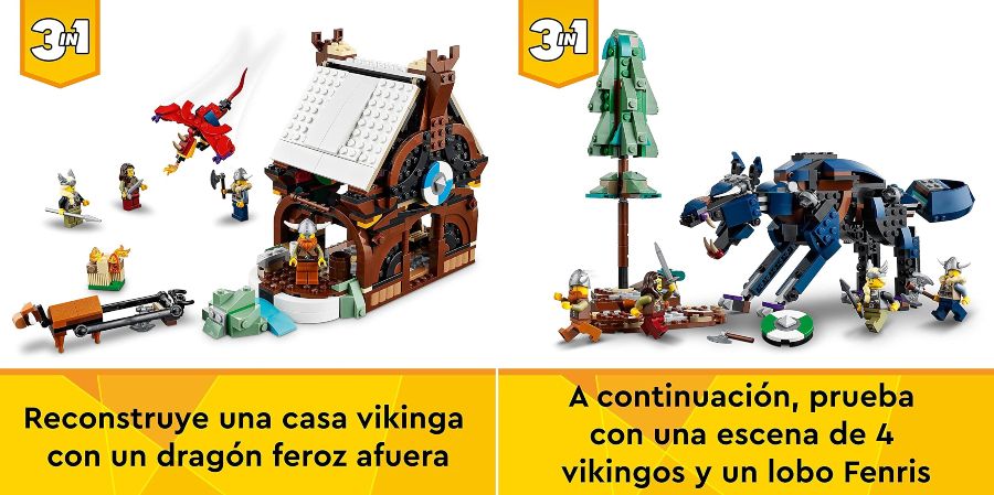 set 31132 Creator 3 en 1 LEGO Barco Vikingo y Serpiente Midgard