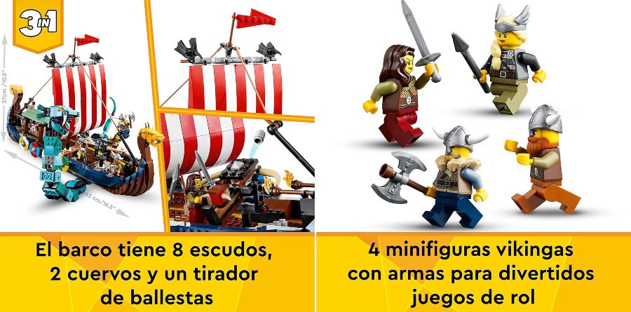 set 31132 LEGO Barco Vikingo y Serpiente Midgard